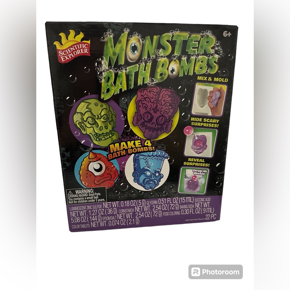 Scientific Explorer Monster Bath Bombs Kit| makes 4 bath bombs